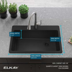 22 Inch Drop-In Single Bowl Kitchen Sink  - 22 Inch Drop-In Single Bowl Kitchen Sink - Dimension view