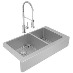 20 1/4 Inch Double Bowl Farmhouse Sink & Faucet Kit  - 20 1/4 Inch Double Bowl Farmhouse Sink & Faucet Kit view