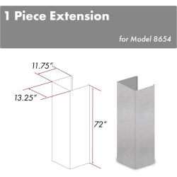 72 in. Extended Chimney and Crown for (8654S) - Front View view
