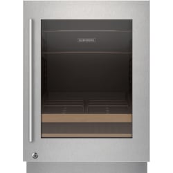 Stainless Steel Glass Door Panel  - Stainless Steel Glass Door Panel with Lock - Tubular Handle, Right Hinge view