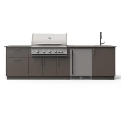 10-Ft Outdoor Kitchen Island  - 10-Ft Outdoor Kitchen Island w/ 40-Inch Premium LTE+ Grill, Fridge, and Sink view