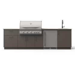 10-Ft Outdoor Kitchen Island  - 10-Ft Outdoor Kitchen Island w/ 40-Inch Premium LTE+ Grill, Fridge, and Sink view