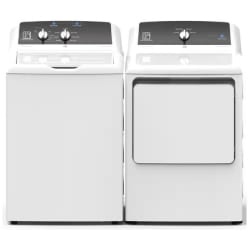 Top Load Washer and Gas Dryer Set in White - Side-by-Side Washer & Dryer Set with Top Load Washer and Gas Dryer in White view