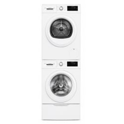 Side by Side on Pedestal Washer & Dryer Set  - Side by Side on Pedestal Washer & Dryer Set with Front Load Washer and Electric Dryer in White view
