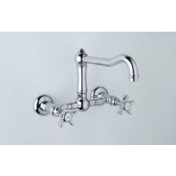 Double Handle Wall-Mount Kitchen Bridge Faucet - Polished Chrome view