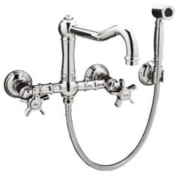 Double Handle Wall-Mount Kitchen Bridge Faucet - Polished Chrome (5-Spoke Handles Shown) view