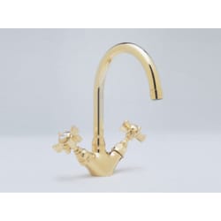 Double Handle Cast Spout Kitchen Faucet - Inca Brass (5-Spoke Handles Shown) view