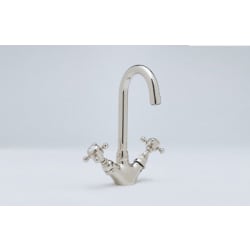Double Handle Cast Spout Bar Faucet - Polished Nickel view