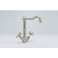 Double Handle Cast Spout Kitchen Faucet - Satin Nickel (5-Spoke Handles Shown) view