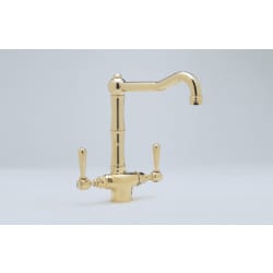 Double Lever Cast Spout Kitchen Faucet - Inca Brass (Metal Handles Shown) view