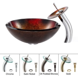 17 Inch Mercury Glass Vessel Sink  - Mercury Glass Sink and Waterfall Faucet view