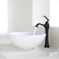16 Inch White Round Ceramic Sink  - Round Ceramic Sink view