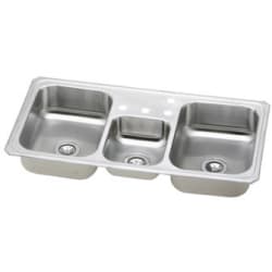 43 Inch Top Mount Triple Bowl Stainless Steel Sink  - Featured View view