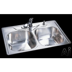 33 Inch Top Mount Double Bowl Stainless Steel Sink - Featured View view