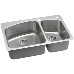 33 Inch Drop-In Stainless Steel Double Bowl Sink - Featured View view