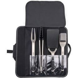 4-Piece Grill Utensil Set - Fork, Tongs, Spatula, Cleaning Brush view