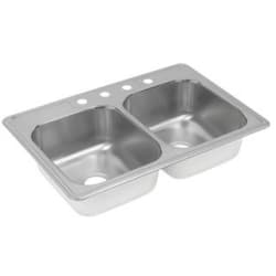 33 Inch Drop-In Double Bowl Stainless Steel Sink  - Sink view