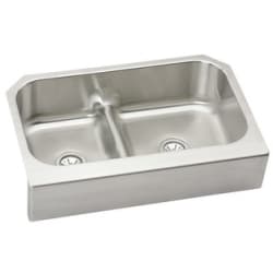 35 Inch Apron Front Undermount Double Bowl Stainless Steel Sink  - Small Bowl - Left view