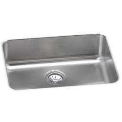 25 Inch Undermount Single Bowl Stainless Steel Sink - Center-Rear Drain view