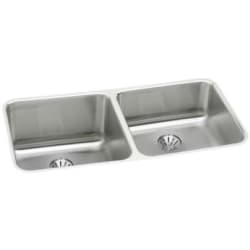 30 3/4 Inch Undermount Double Bowl Stainless Steel Kitchen Sink  - Elkay Lustertone® Classic Stainless Steel Double Bowl Undermount Kitchen Sink with Perfect Drain® view