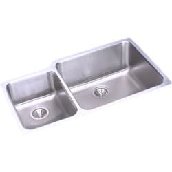 35 Inch Undermount Double Bowl Stainless Steel Sink Package - Small Bowl - Left view