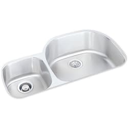 36 Inch Undermount Double Bowl Stainless Steel Sink - Small Bowl On Left view