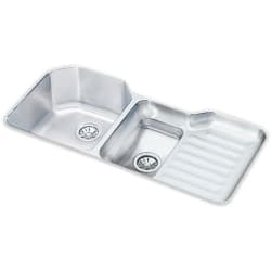 42 Inch Undermount Double Bowl Stainless Steel Sink - Bowls Left of Ribbed Area view