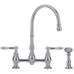 3-Hole High Arc Bridge Kitchen Faucet and Sidespray - Polished Nickel view