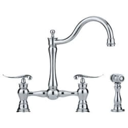 Double Lever Cast Spout Kitchen Faucet - Polished Chrome view