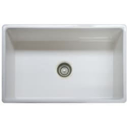 30 Inch Single Bowl Apron Front Fireclay Sink: White - Featured View (White) view