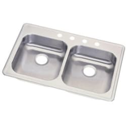 33 Inch Drop-In Double Bowl Stainless Steel Sink  - Sink view