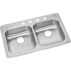 33 Inch Drop-In Double Bowl Stainless Steel Kitchen Sink  - Featured View view