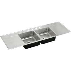 66 Inch Drop-In Double Bowl Stainless Steel Sink - Featured View view