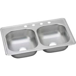 33 Inch Drop-In Double Bowl Stainless Steel Sink - Sink view