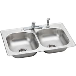 33 Inch Drop-In Double Bowl Stainless Steel Sink Package - Stainless Steel Sink Package view