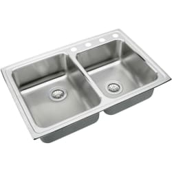 33 Inch Top Mount Double Bowl Stainless Steel Sink - Featured View view