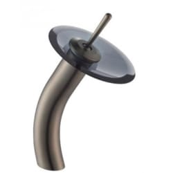 Single Lever Waterfall Vessel Faucet - Waterfall Bathroom Faucet with Clear Black Glass Disk in Oil Rubbed Bronze view