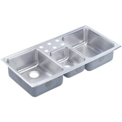 43 Inch Top Mount Triple Bowl Stainless Steel Sink - Featured View view
