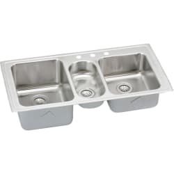 43 Inch Top Mount Triple Bowl Stainless Steel Sink - Featured View view