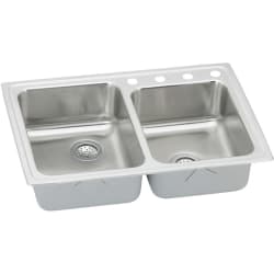 33 Inch Top Mount Double Bowl Stainless Steel Sink - Featured View view