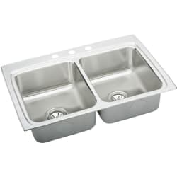 33 Inch Top Mount Double Bowl Stainless Steel Sink - Featured View view