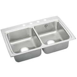 33 Inch Drop In Double Bowl Stainless Steel Sink  - Featured View view