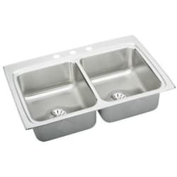33 Inch Drop In Double Bowl Stainless Steel Sink  - Featured View view