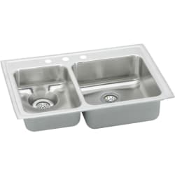 33 Inch Top Mount Double Bowl Stainless Steel Sink - Featured View view