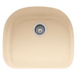 21 Inch Undermount Single Bowl Fireclay Sink - Biscuit view