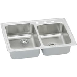 33 Inch Top Mount Double Bowl Stainless Steel Sink - Featured View view