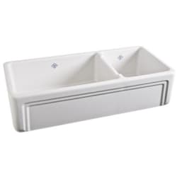 39 Inch Apron Front Double Bowl Fireclay Kitchen Sink - White view