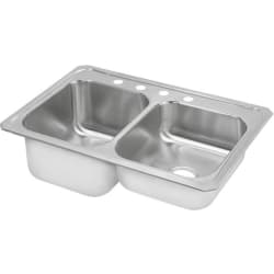 33 Inch Top Mount Double Bowl Stainless Steel Sink - Large Bowl On Left view