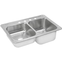 33 Inch Top Mount Double Bowl Stainless Steel Sink - Large Bowl On Right view