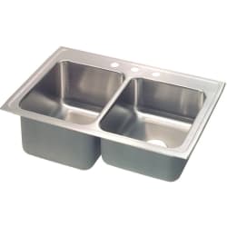 33 Inch Top Mount Double Bowl Stainless Steel Sink - Large Bowl On Left view